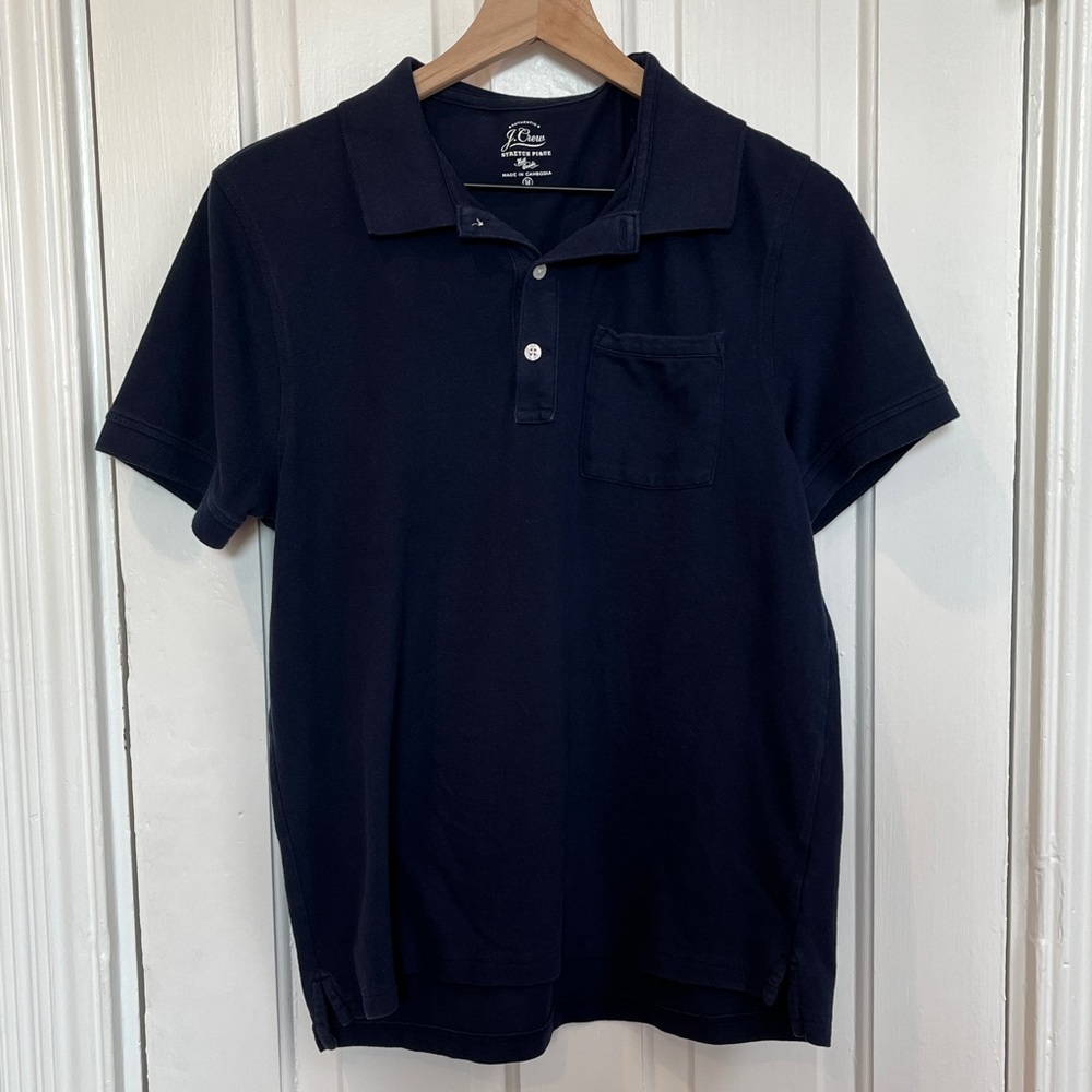 J. Crew Stretch Pique Navy Polo Shirt